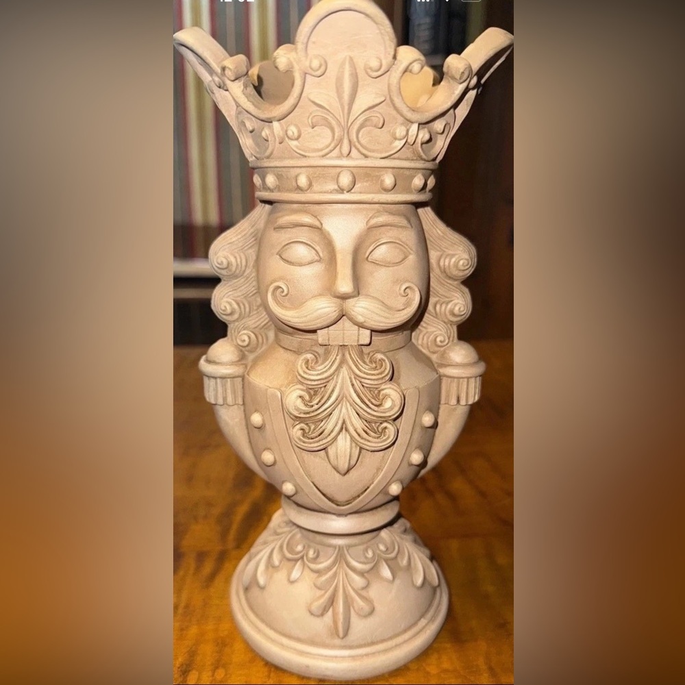 Brown Polyresin Nutcracker neutral Christmas decor Candle Holder 9" Holiday Time